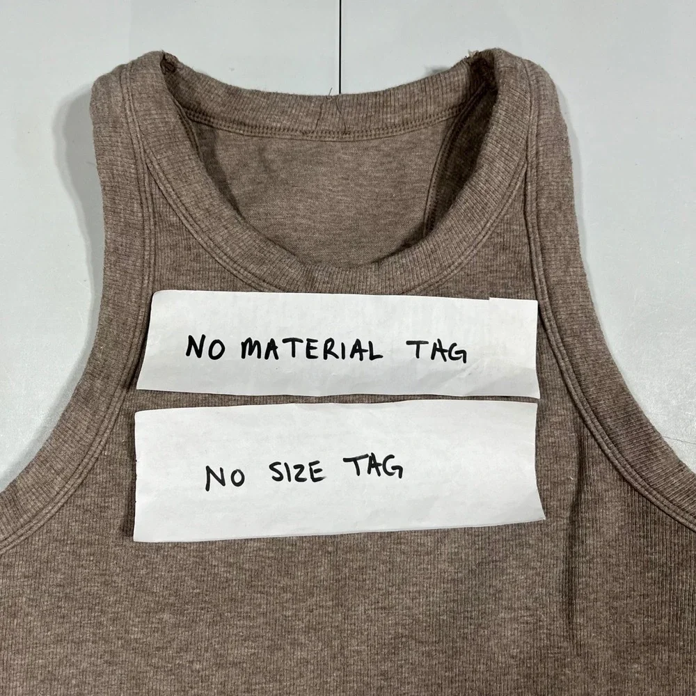 Alo Yoga Sporty Seamless Ribbed Crop Tank Top Brown Racerback Womens XS Neutral